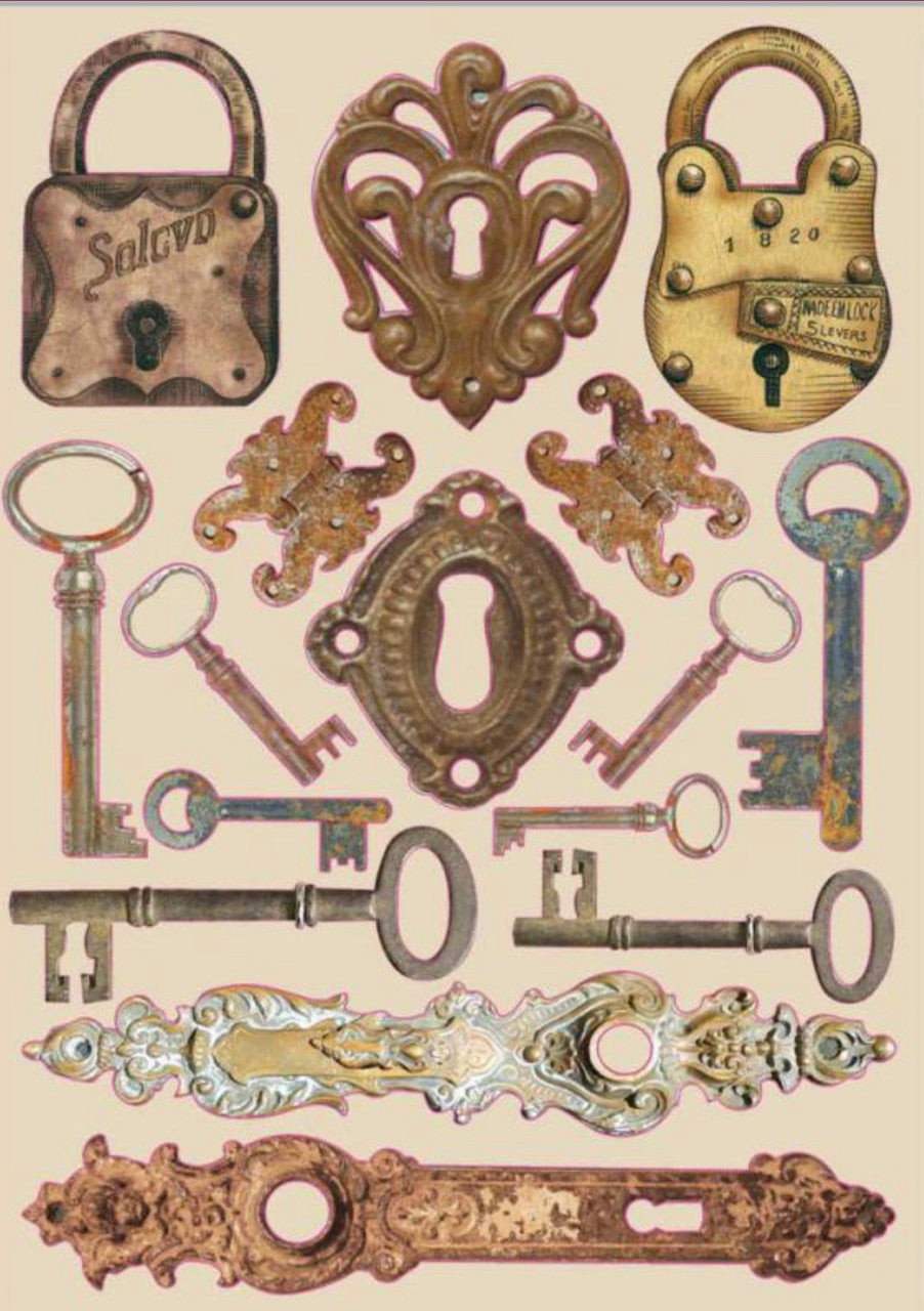 Stamperia Colored Wooden Shapes A5 - Lady Vagabond Locks & Keys